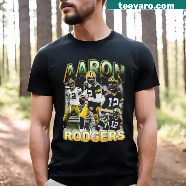 Vintage Aaron Rodgers graphic T-shirt with retro 90s style