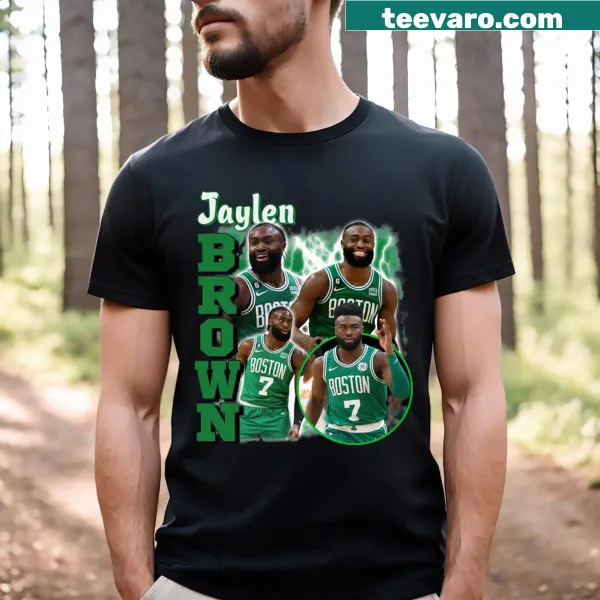 Vintage Jaylen Brown graphic T-shirt with retro 90s design