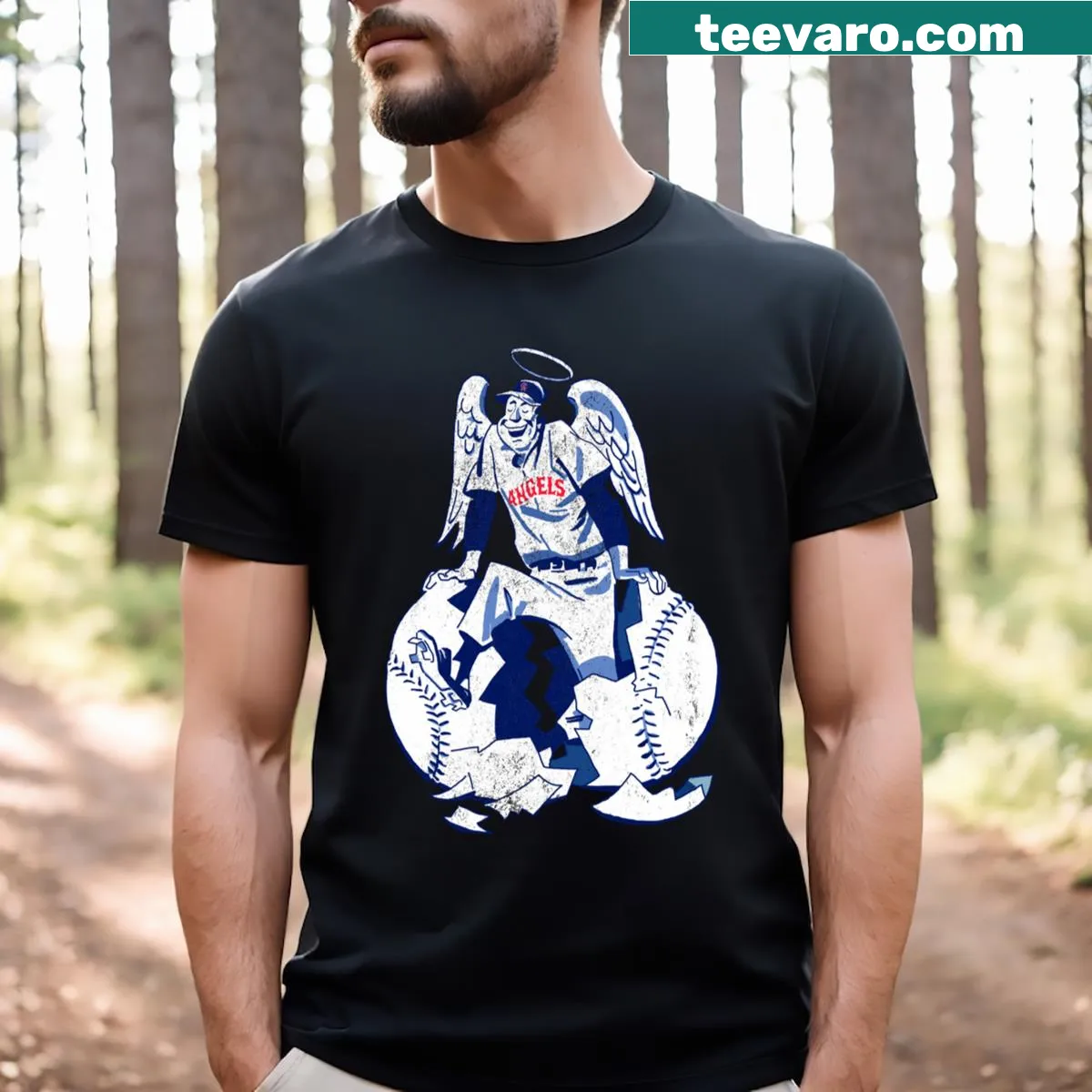Vintage-style t-shirt with retro angel graphic for music lovers — on a men's t-shirt