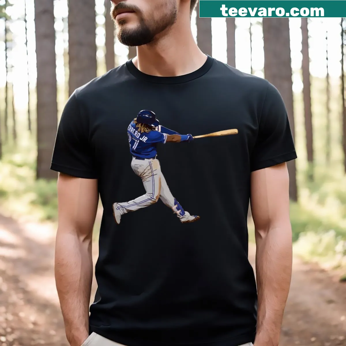 Toronto Blue Jays T-shirt featuring Vladimir Guerrero Jr. design — on a men's t-shirt
