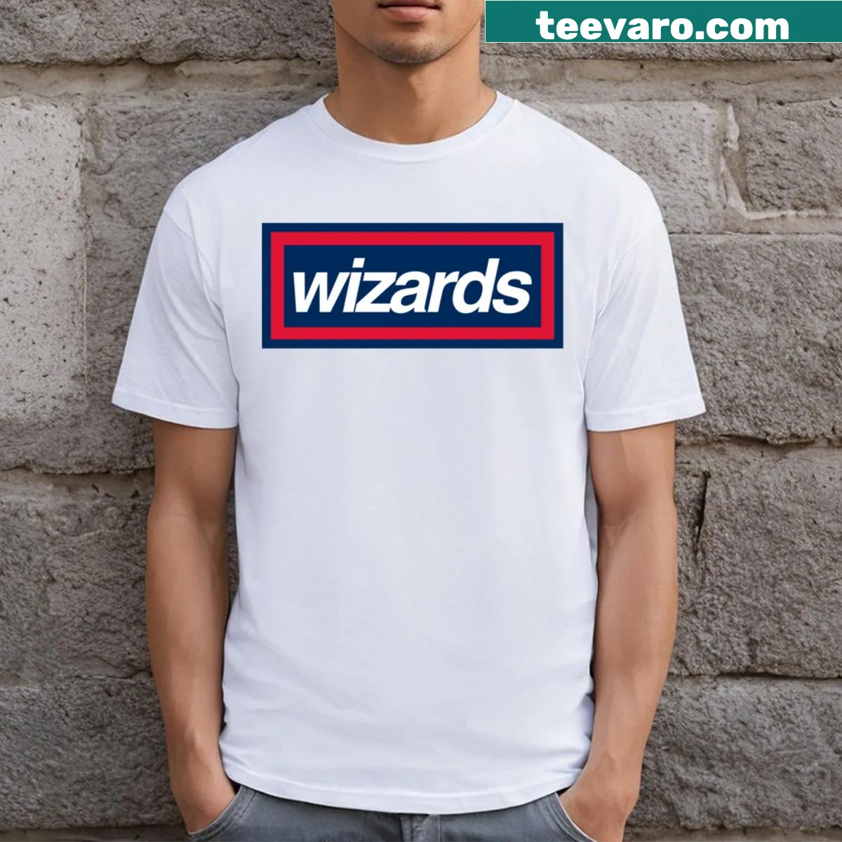 Washington Wizards box logo on a stylish t-shirt — on a men's t-shirt