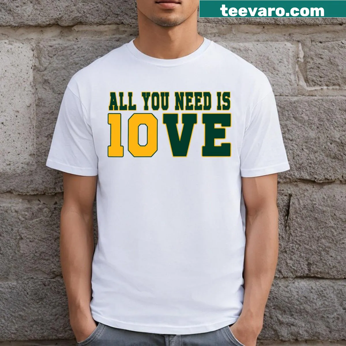 Funny t-shirt with the phrase 'All You Need Is 10ve' — on a men's t-shirt