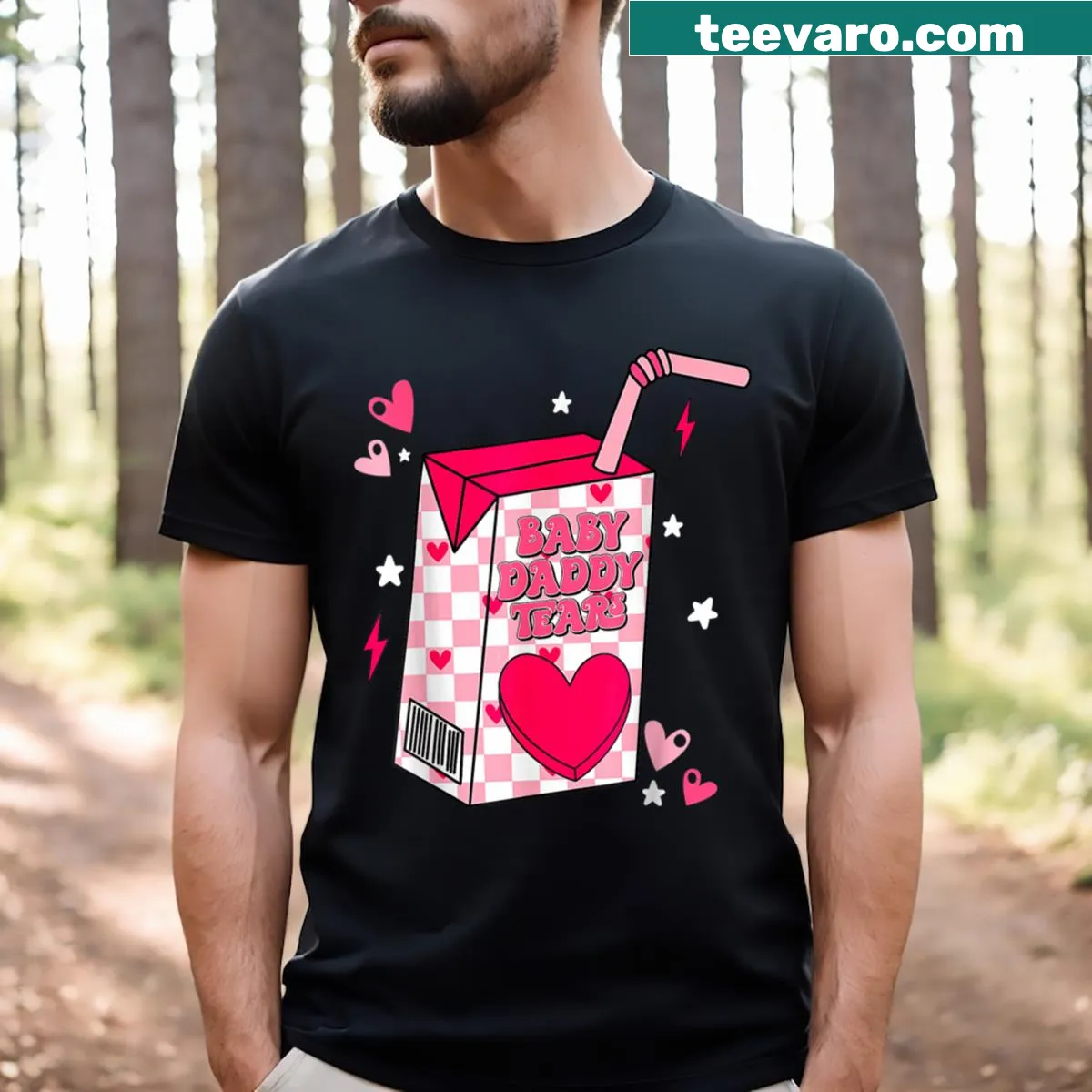 Baby Daddy Tears humorous t-shirt featuring playful typography — on a men's t-shirt