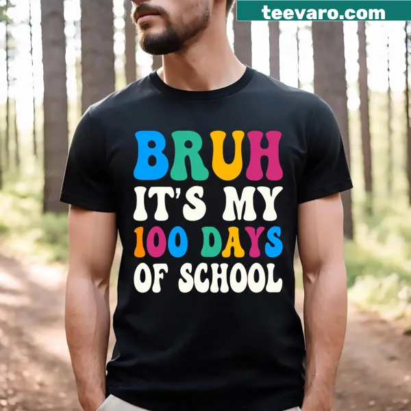 Fun t-shirt celebrating 100 days of school with playful text