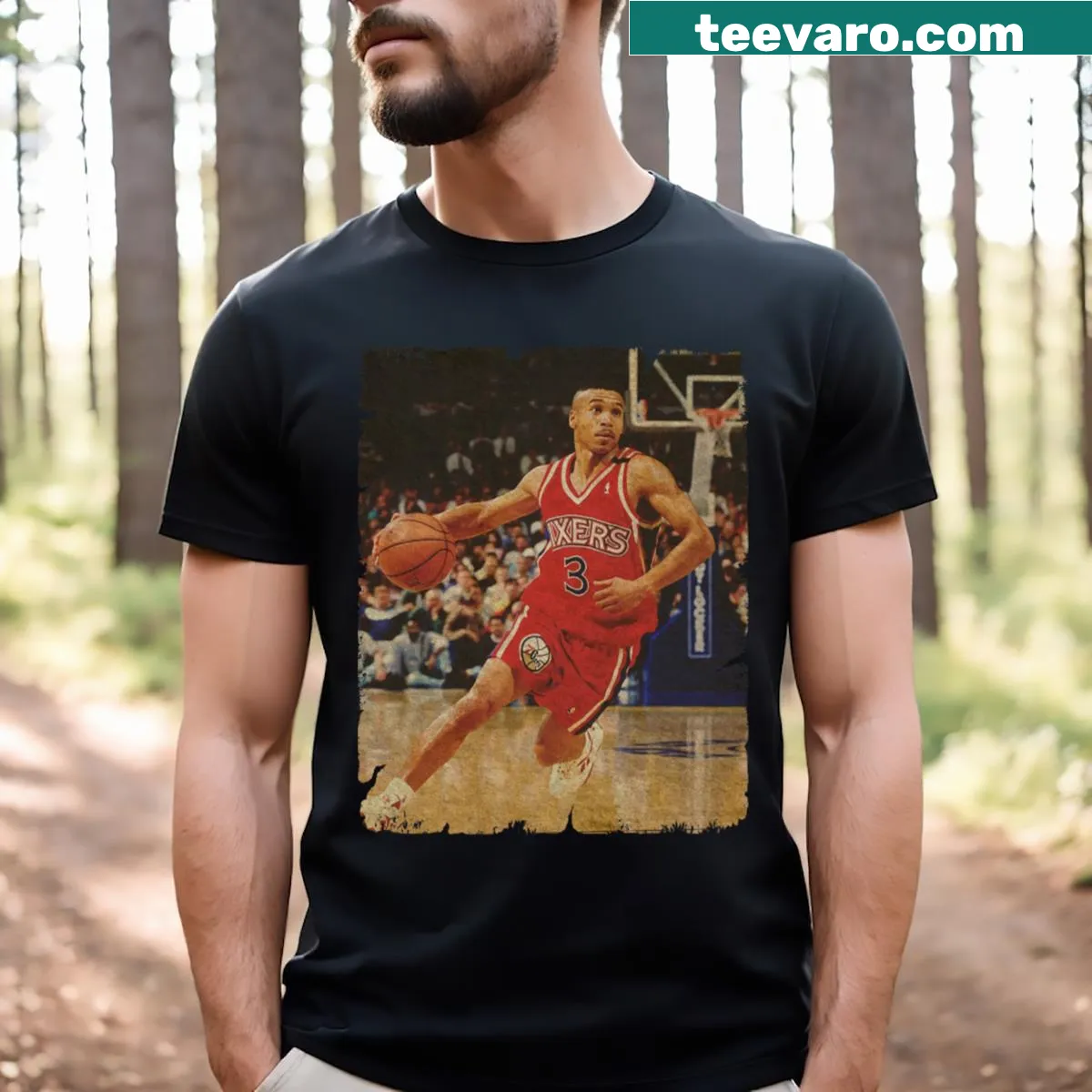 Illustrated Danna Barros Sixers t-shirt — on a men's t-shirt