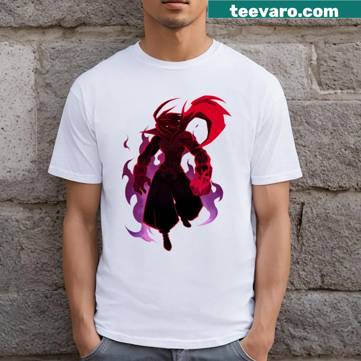 T-shirt featuring Adell from Disgaea in an action pose — on a men's t-shirt