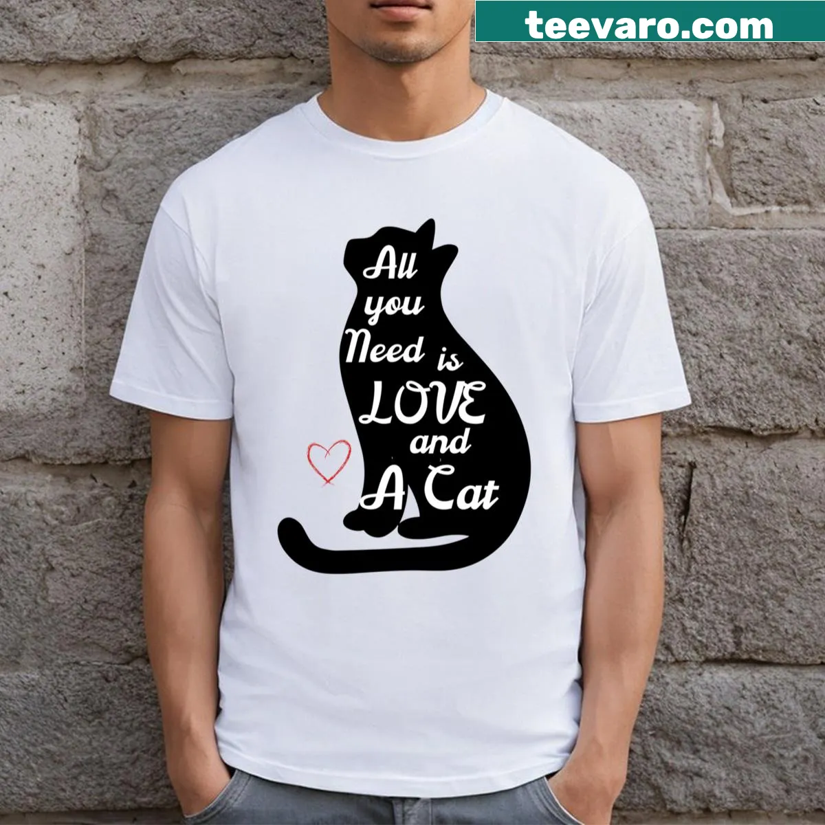 Charming cat-themed T-shirt celebrating the bond between cats and their owners — on a men's t-shirt