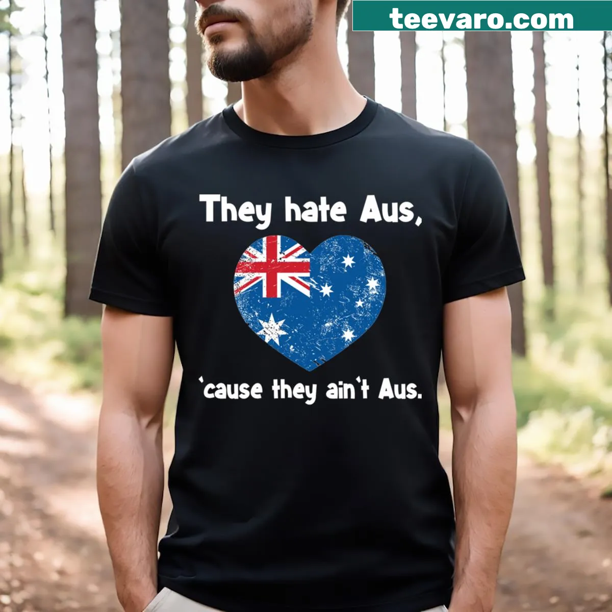 Funny Australian flag t-shirt with sarcastic text — on a men's t-shirt