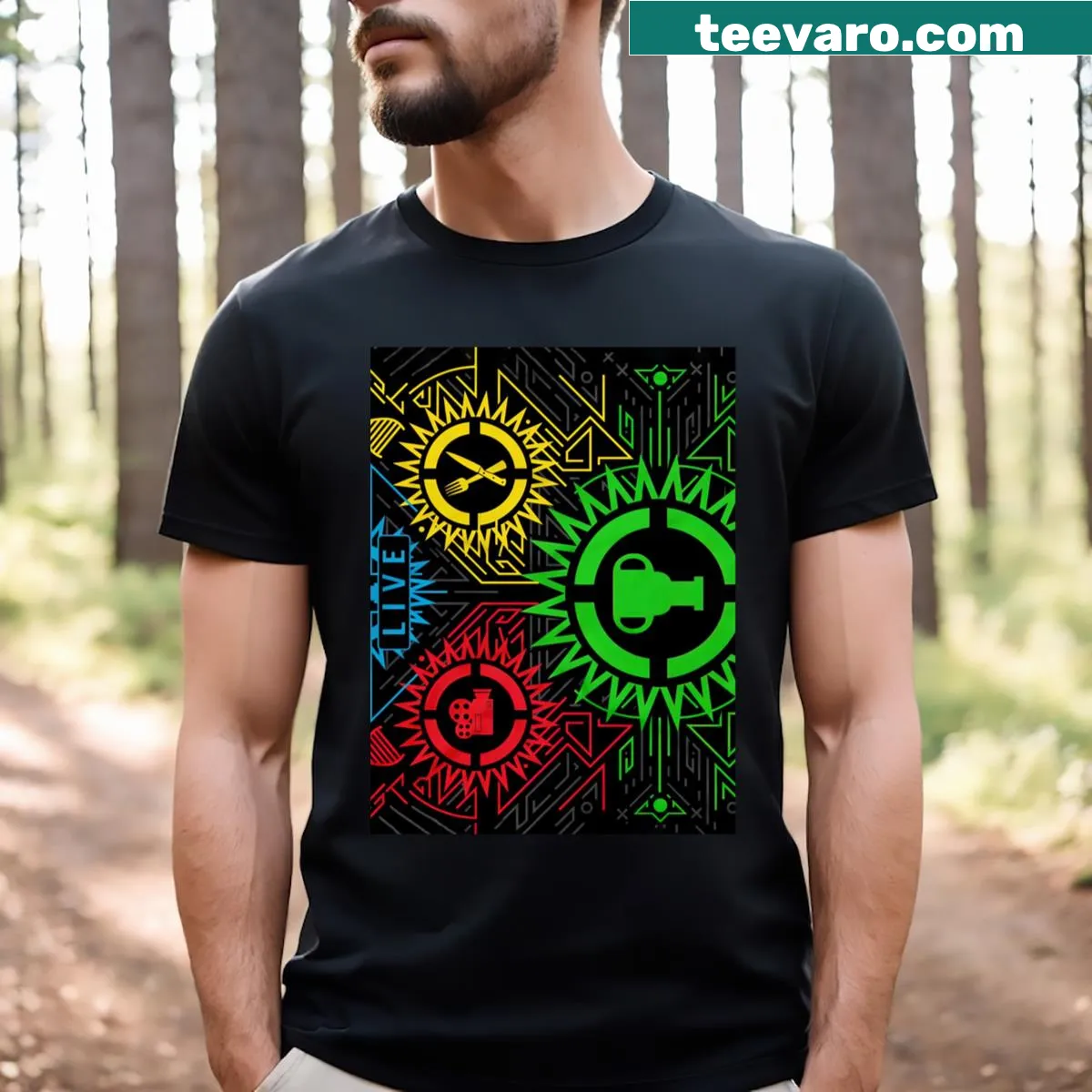 Anniversary t-shirt featuring a graphic celebrating Game Theory — on a men's t-shirt