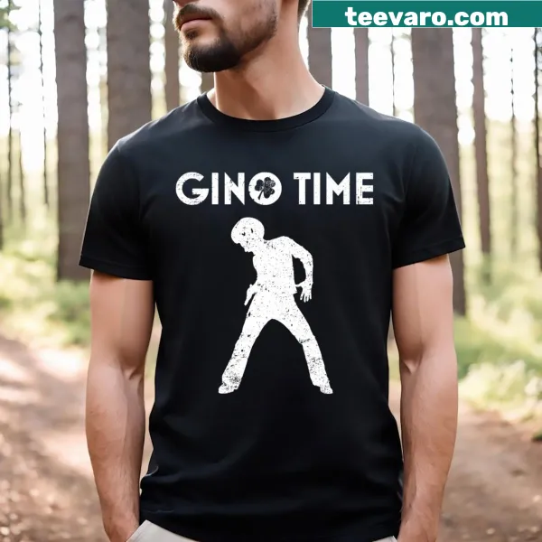 Funny Boston basketball t-shirt with the phrase 'Gino Time'