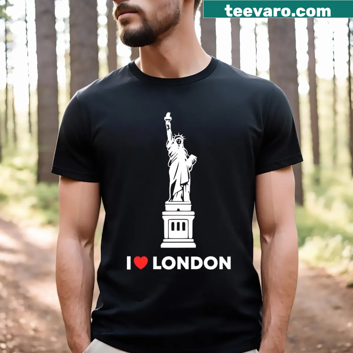 Funny tourist t-shirt celebrating love for London — on a men's t-shirt