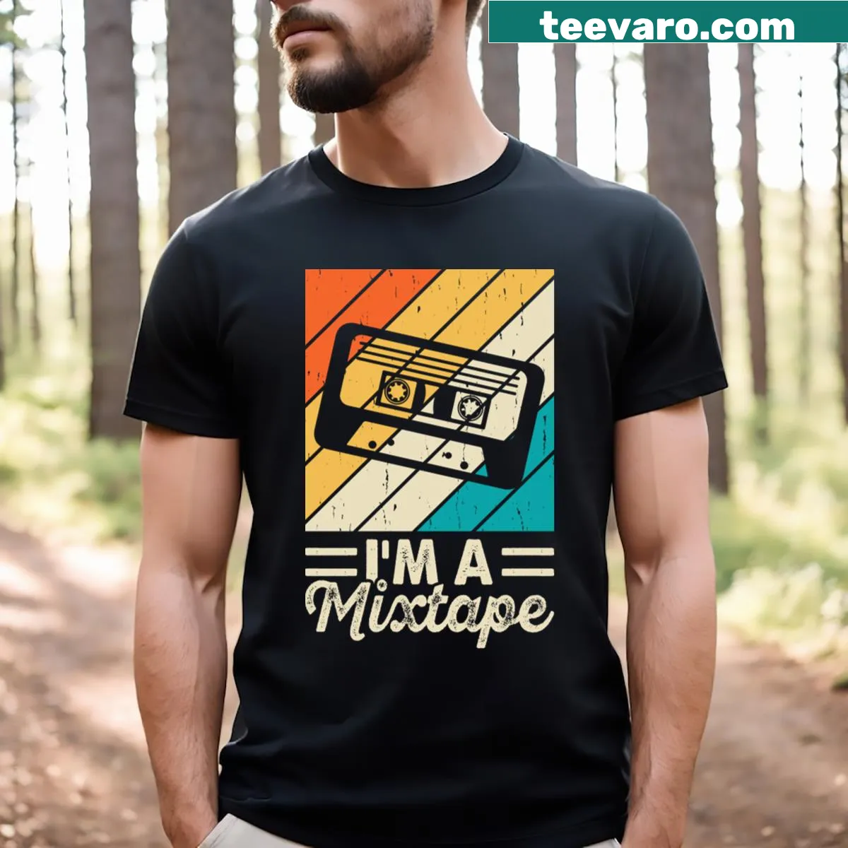 Nostalgic t-shirt with 'I'm A Mixtape' text design — on a men's t-shirt