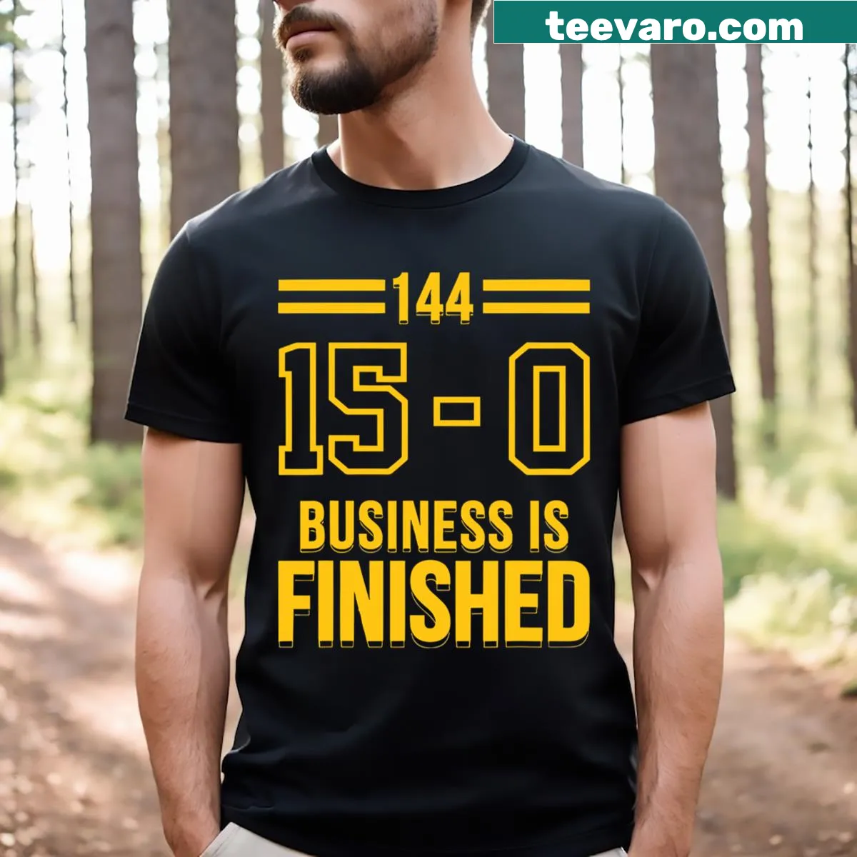 Michigan athletics themed T-shirt with bold text and stats — on a men's t-shirt