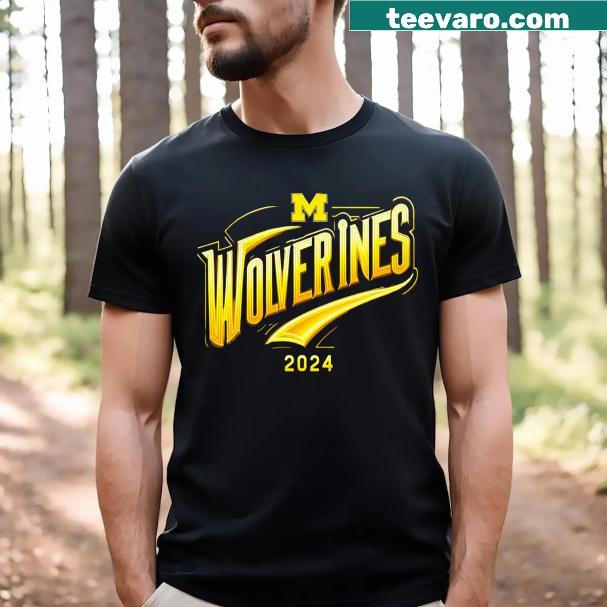 T-shirt designed for Michigan Wolverines fans for the 2024 season — on a men's t-shirt