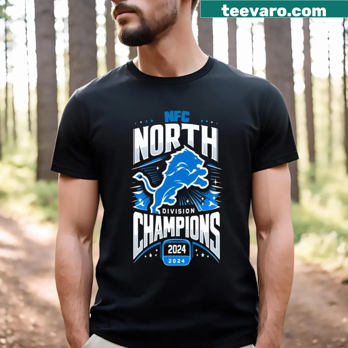 Commemorative t-shirt for NFC North Division Champions 2024 with bold graphics — on a men's t-shirt