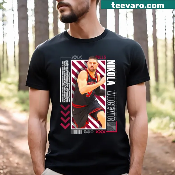 Vintage-style Nikola Vucevic t-shirt with poster design