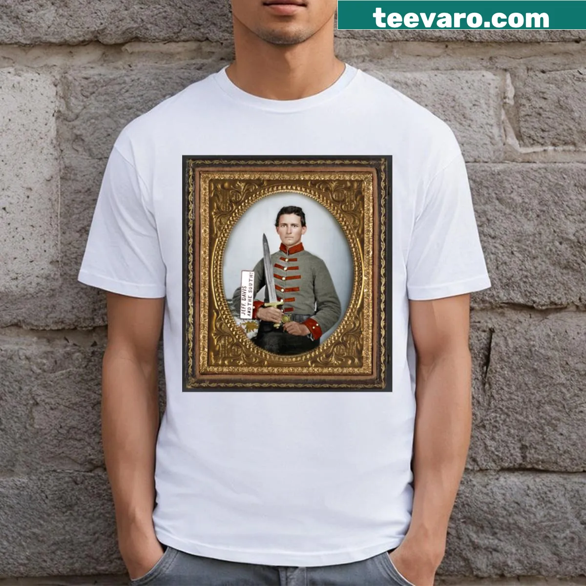 Commemorative T-shirt honoring Private Henry Augustus Moore with military text — on a men's t-shirt