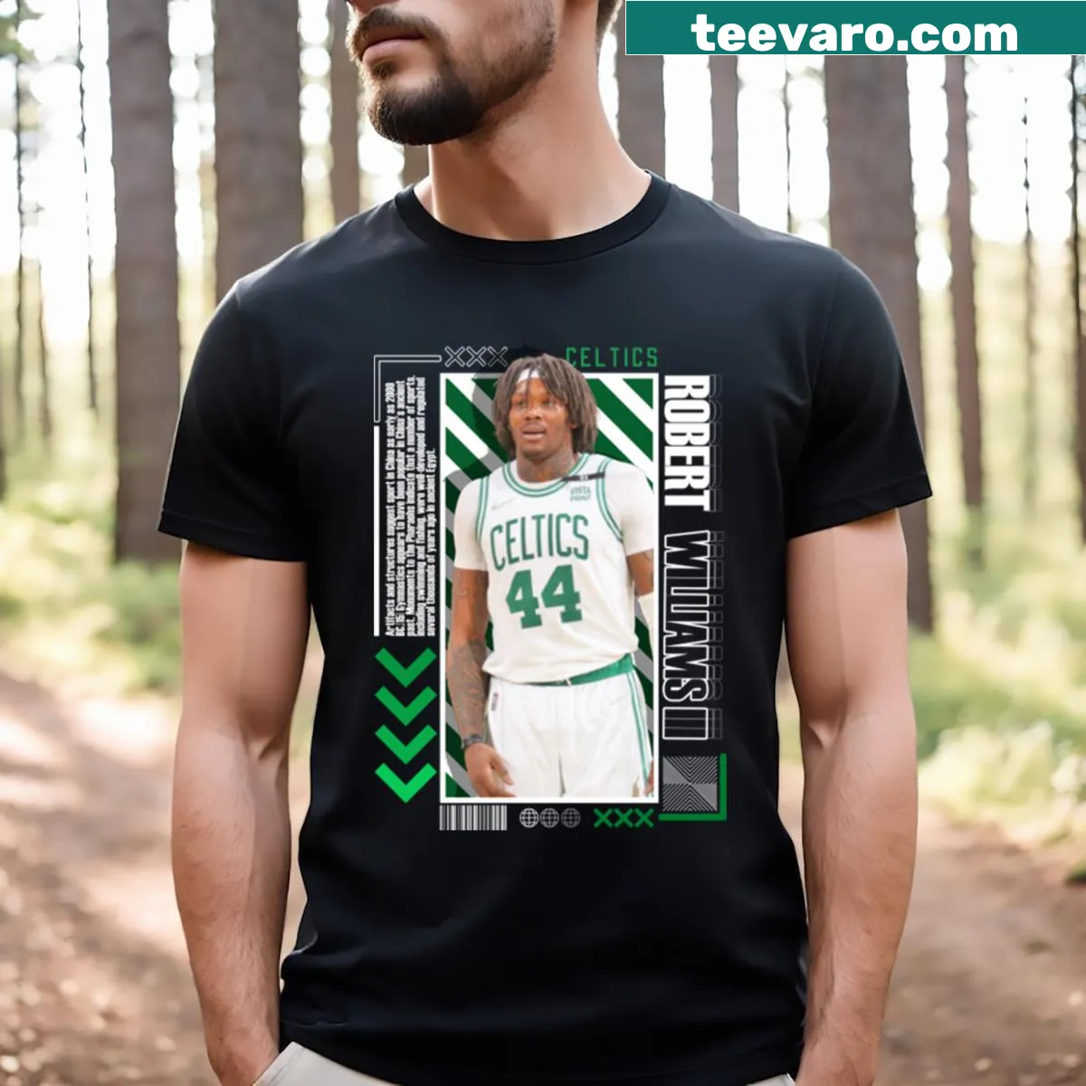 Robert Williams T-shirt with a paper poster graphic design — on a men's t-shirt