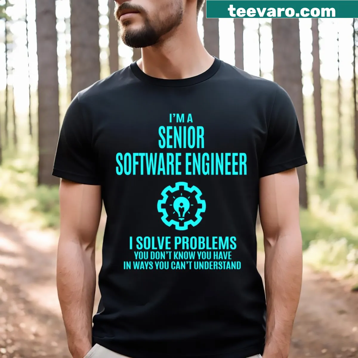 Senior Software Engineer T-shirt with clever graphic design — on a men's t-shirt