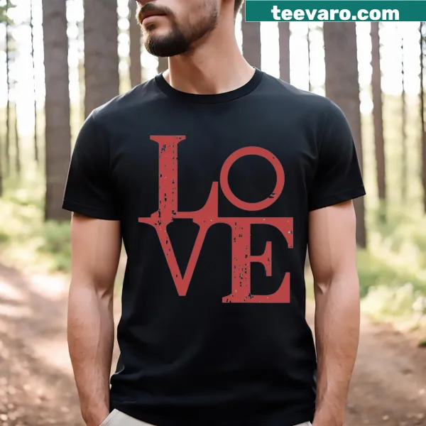 Retro style T-shirt featuring the word 'Love' in a simple font