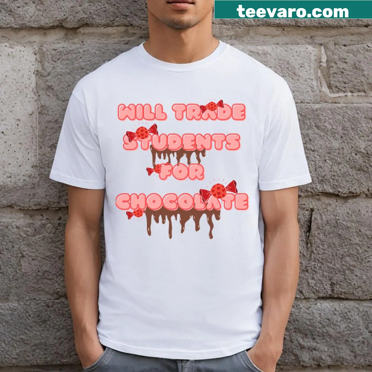 Valentine's Day t-shirt for women teachers with humorous quote — on a men's t-shirt