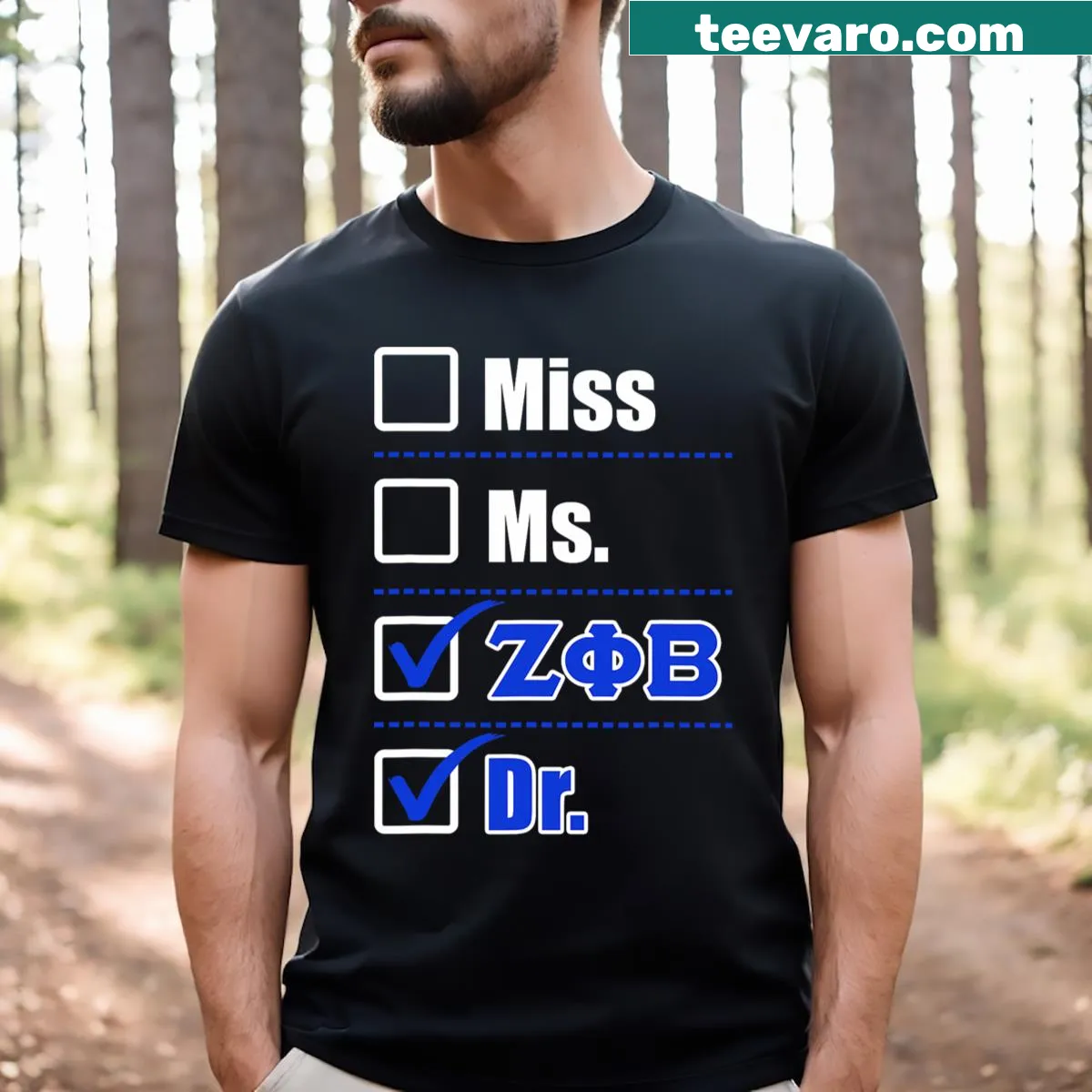 Proud Zeta Phi Beta Doctor Graduation graphic on a casual T-shirt — on a men's t-shirt