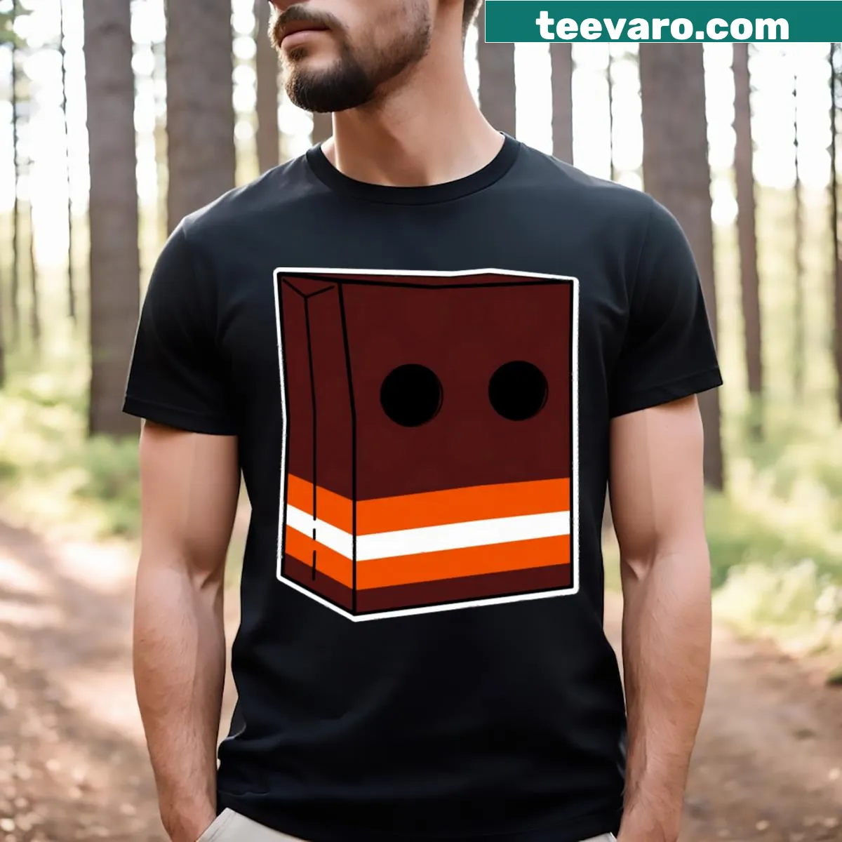 'Anonymous Browns Fan' text on a t-shirt — on a men's t-shirt