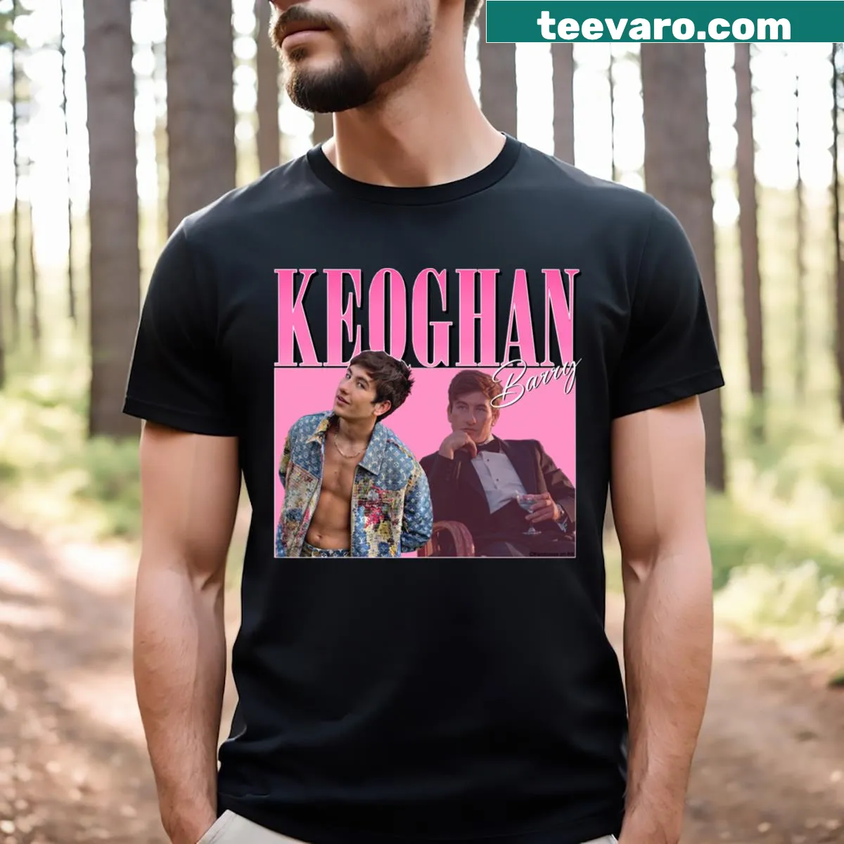 Retro design T-shirt honoring Barry Keoghan — on a men's t-shirt