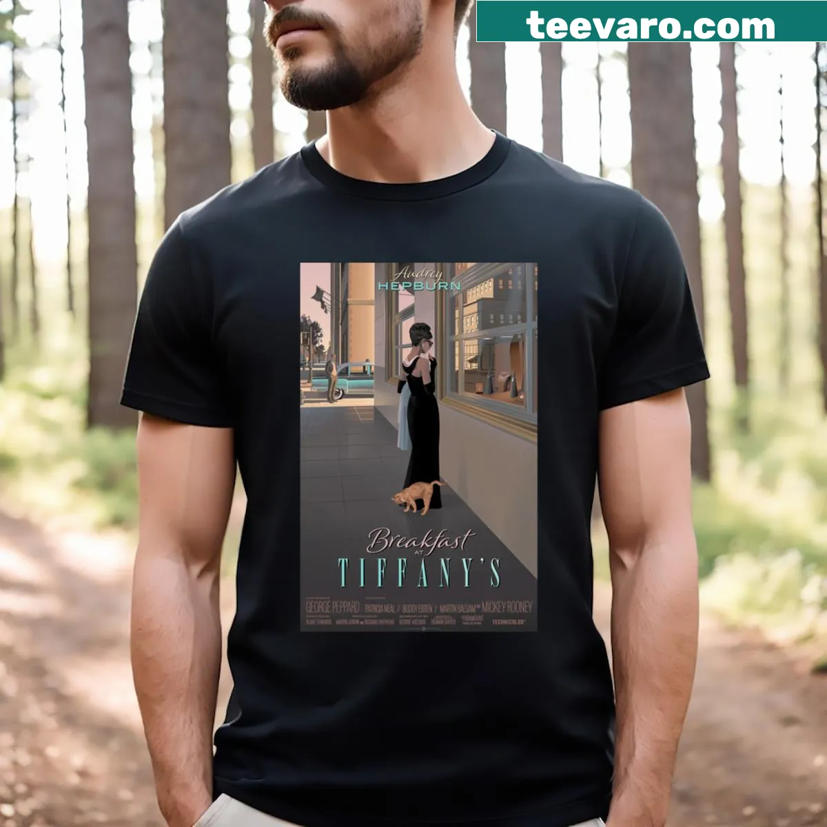 Vintage design T-shirt inspired by glamorous Hollywood breakfasts — on a men's t-shirt