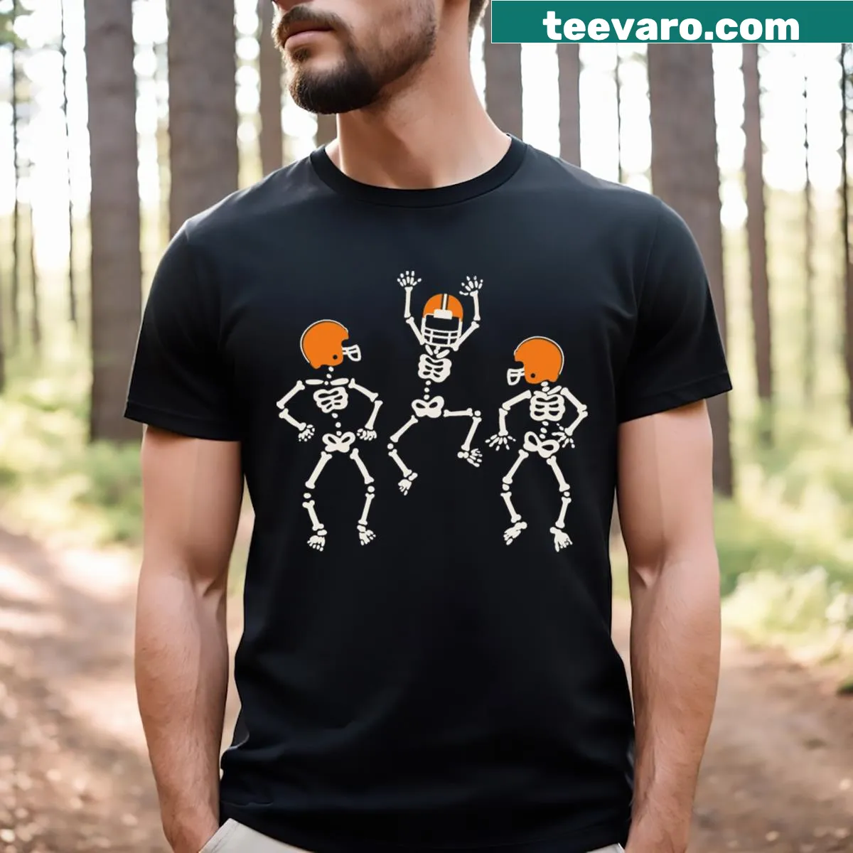Cleveland Browns Halloween T-shirt with festive design — on a men's t-shirt