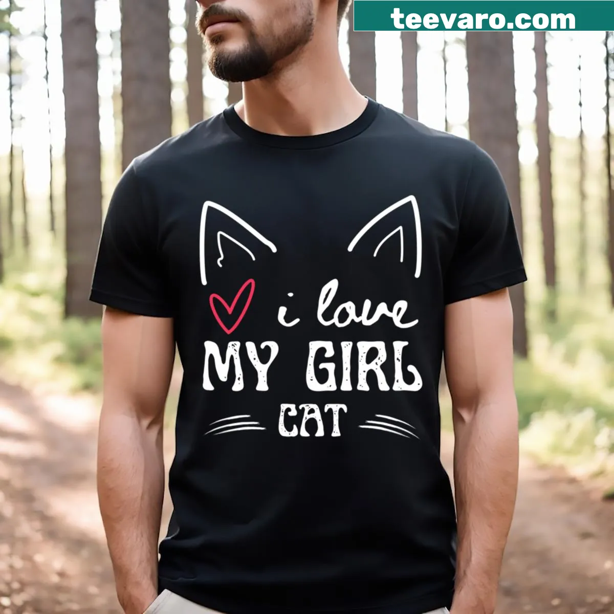 Illustrated shirt celebrating pets with paws graphic — on a men's t-shirt