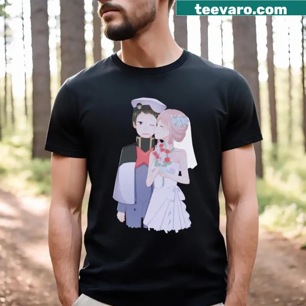 Darling In The Franxx themed T-shirt featuring series elements