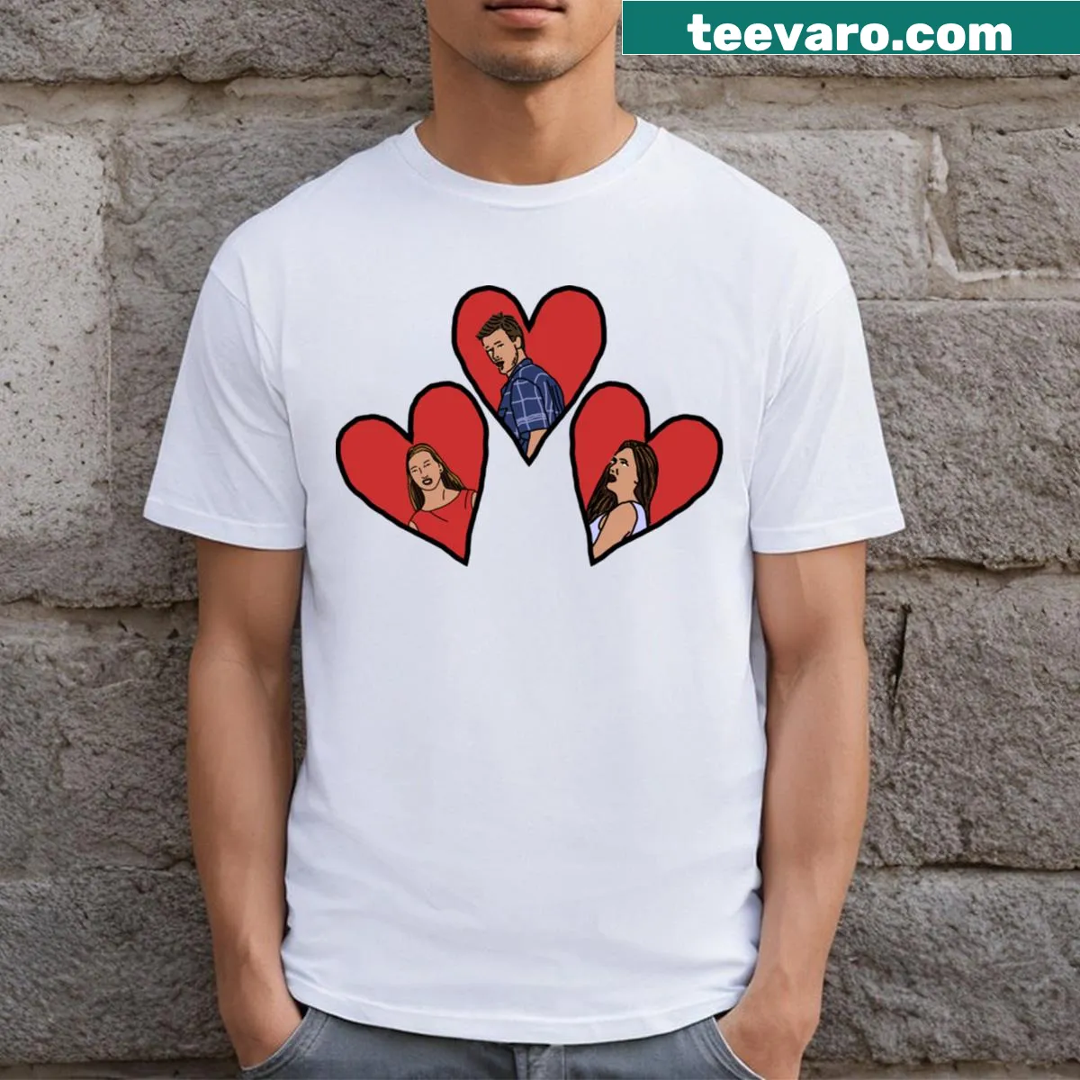 Valentine's Day T-shirt featuring the Distracted Boyfriend meme — on a men's t-shirt