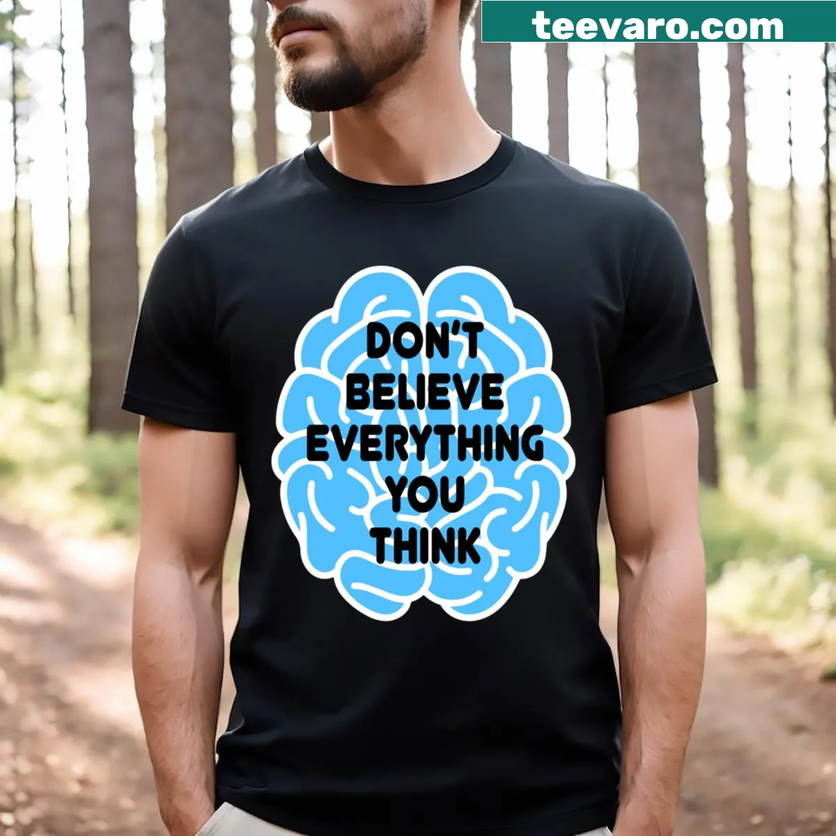 Cute philosophy tee with thought-provoking text — on a men's t-shirt