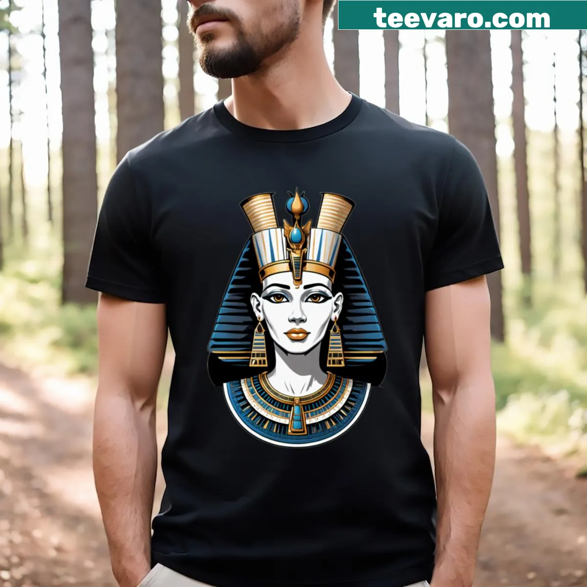 Illustration of the goddess Nekhbet on a T-shirt — on a men's t-shirt