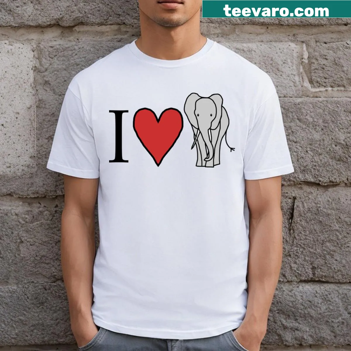 T-shirt featuring a lovable elephant illustration — on a men's t-shirt
