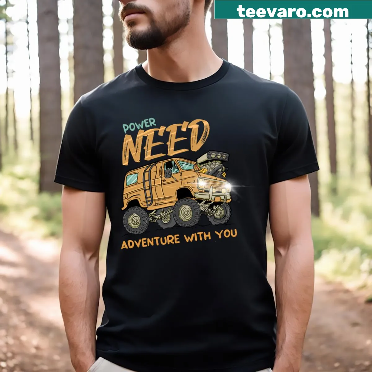 Illustration depicting teamwork and adventure graphic T-shirt — on a men's t-shirt