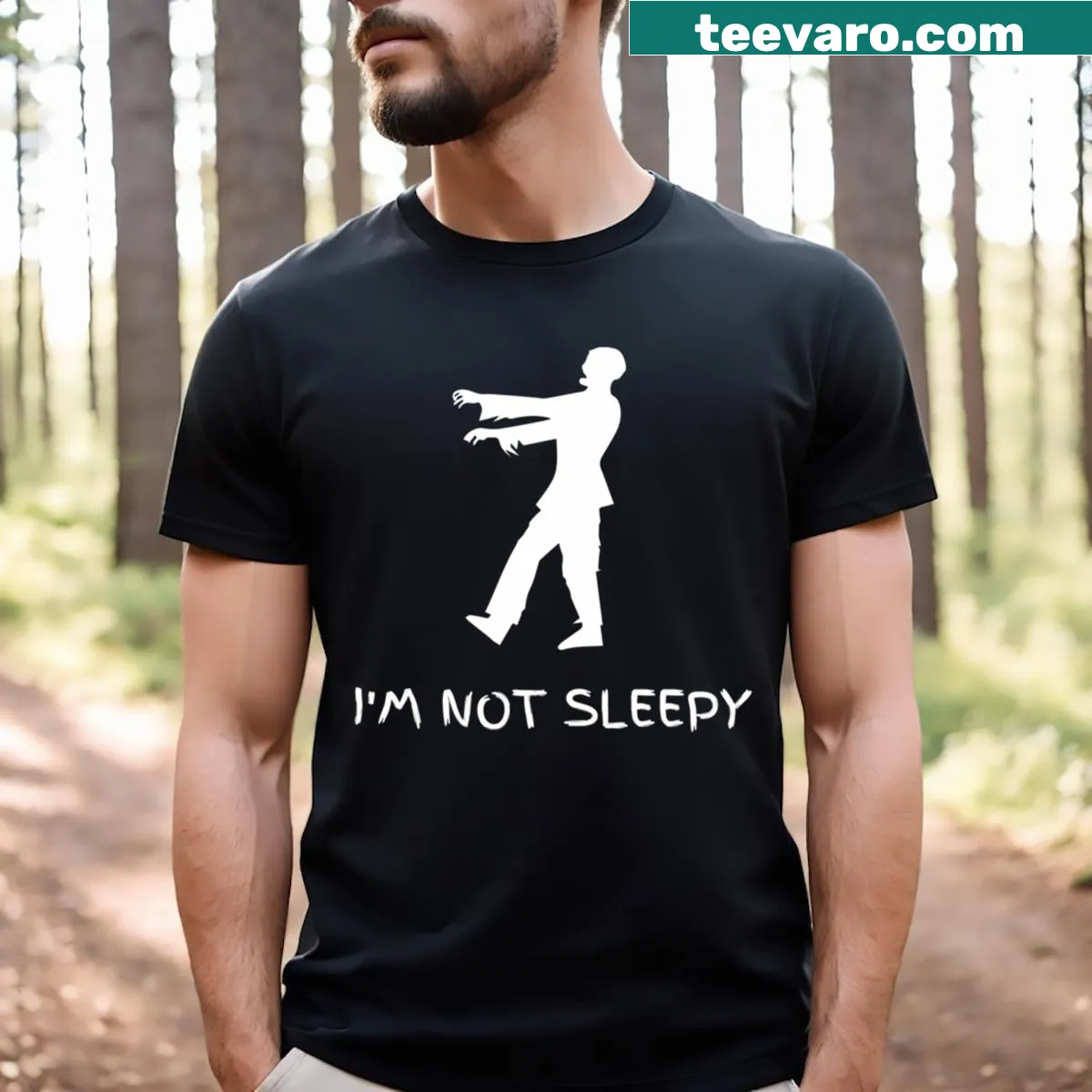 Funny t-shirt with the text I'm Not Sleepy — on a men's t-shirt