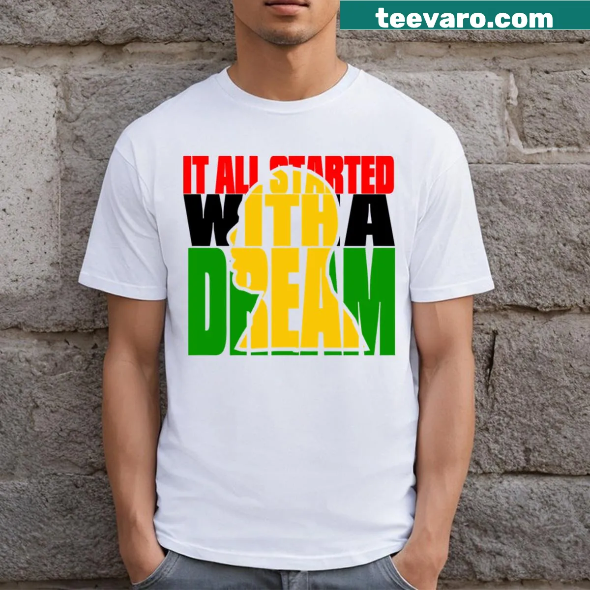 Martin Luther King Jr. dream quote t-shirt design — on a men's t-shirt