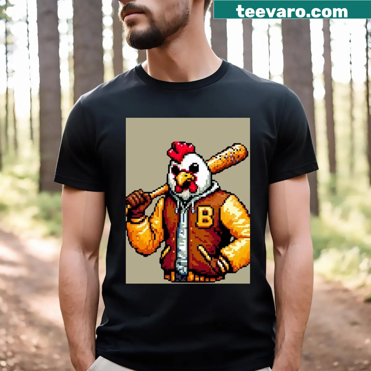 T-shirt featuring Hotline Miami character design for gamers — on a men's t-shirt