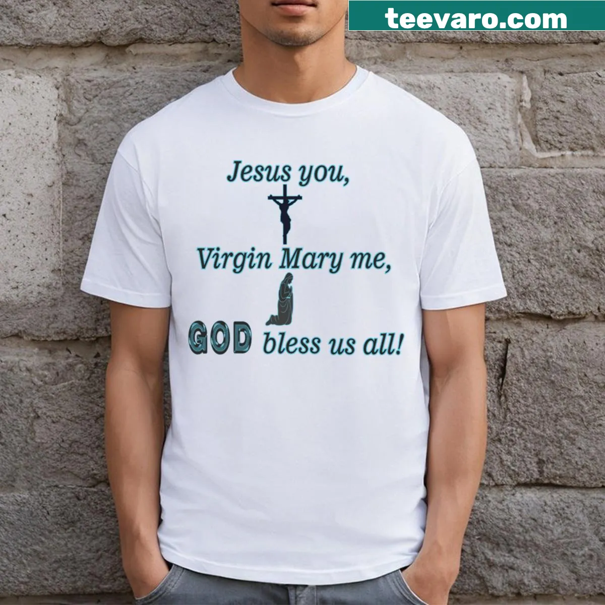 Religious graphic t-shirt with themes of faith — on a men's t-shirt