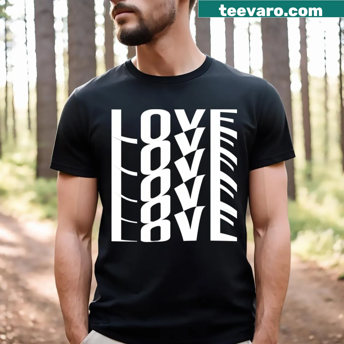 Abstract twisted typography design expressing love on a T-shirt. — on a men's t-shirt