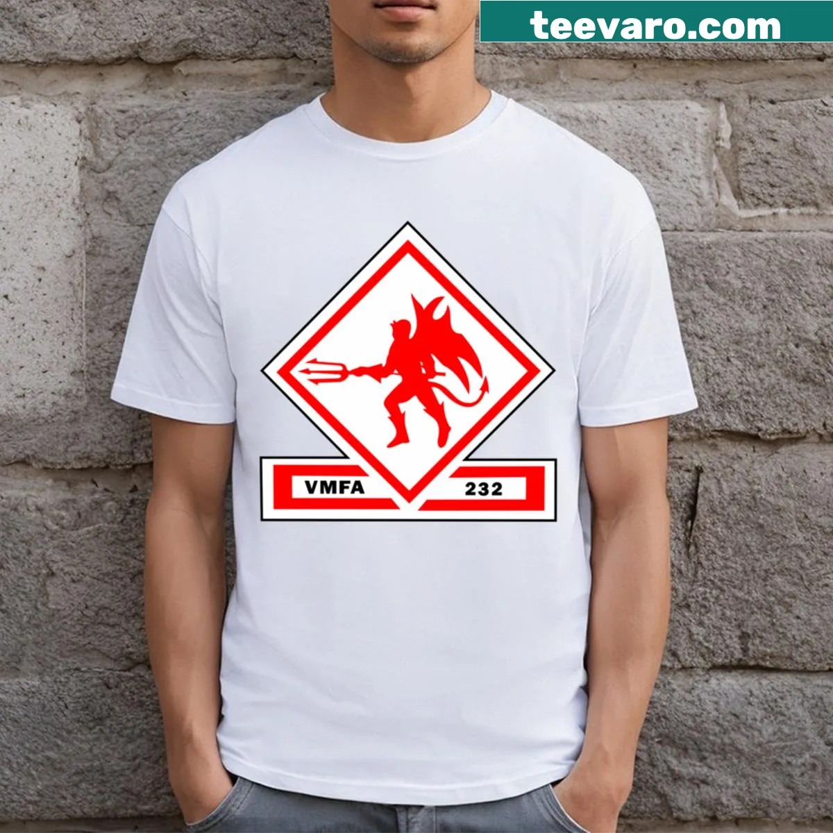 T-shirt displaying 'Marine Fighter Attack Squadron 232' in bold text — on a men's t-shirt