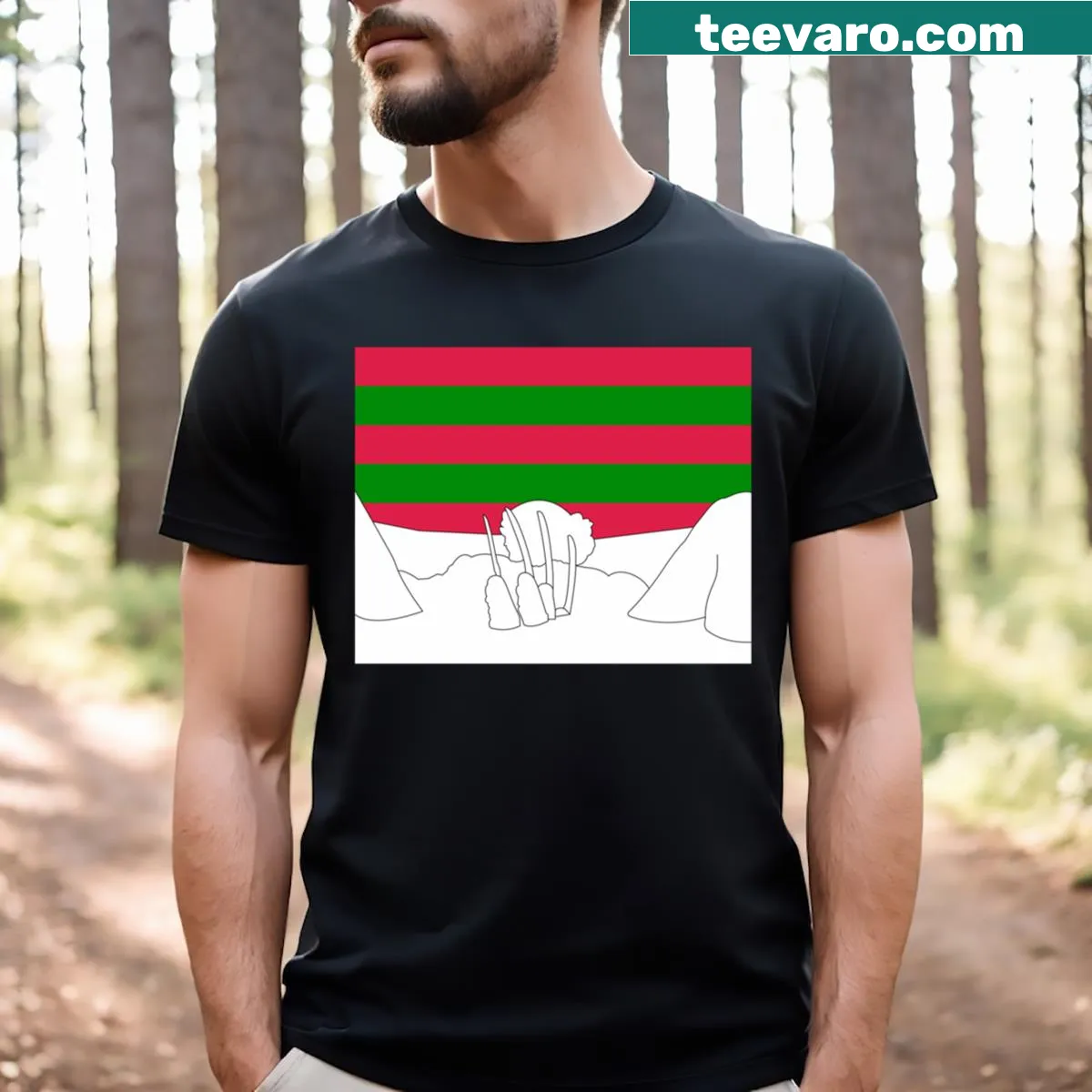 T-shirt inspired by Nightmare on Elm Street featuring a cut-out design — on a men's t-shirt