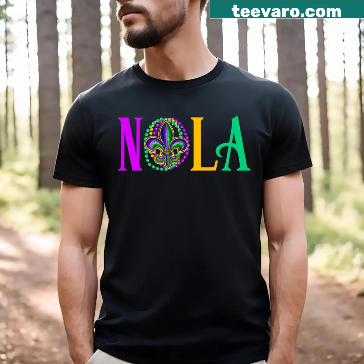 Funny Mardi Gras shirt with Fleur De Lis design — on a men's t-shirt