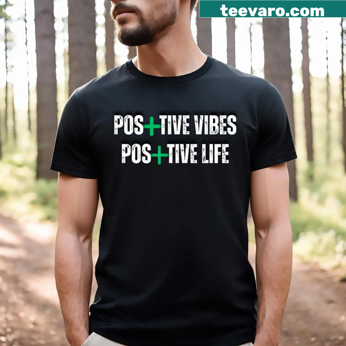 Uplifting typography design on a t-shirt promoting positivity — on a men's t-shirt