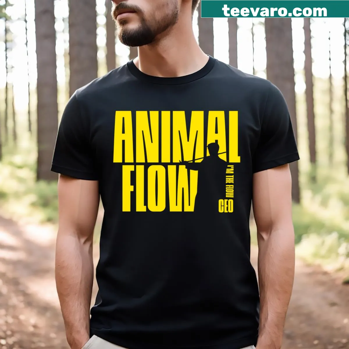Animal flow inspired design t-shirt for fitness enthusiasts — on a men's t-shirt