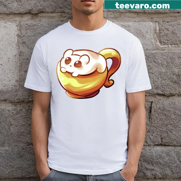 Cartoon slug with a latte on the Sluglatte T-shirt