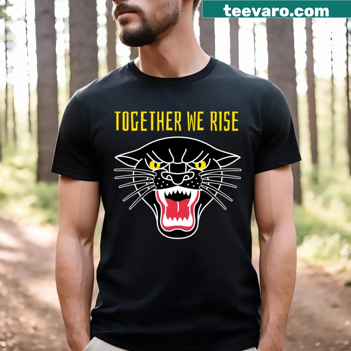 Inspirational typography T-shirt celebrating unity and pride — on a men's t-shirt