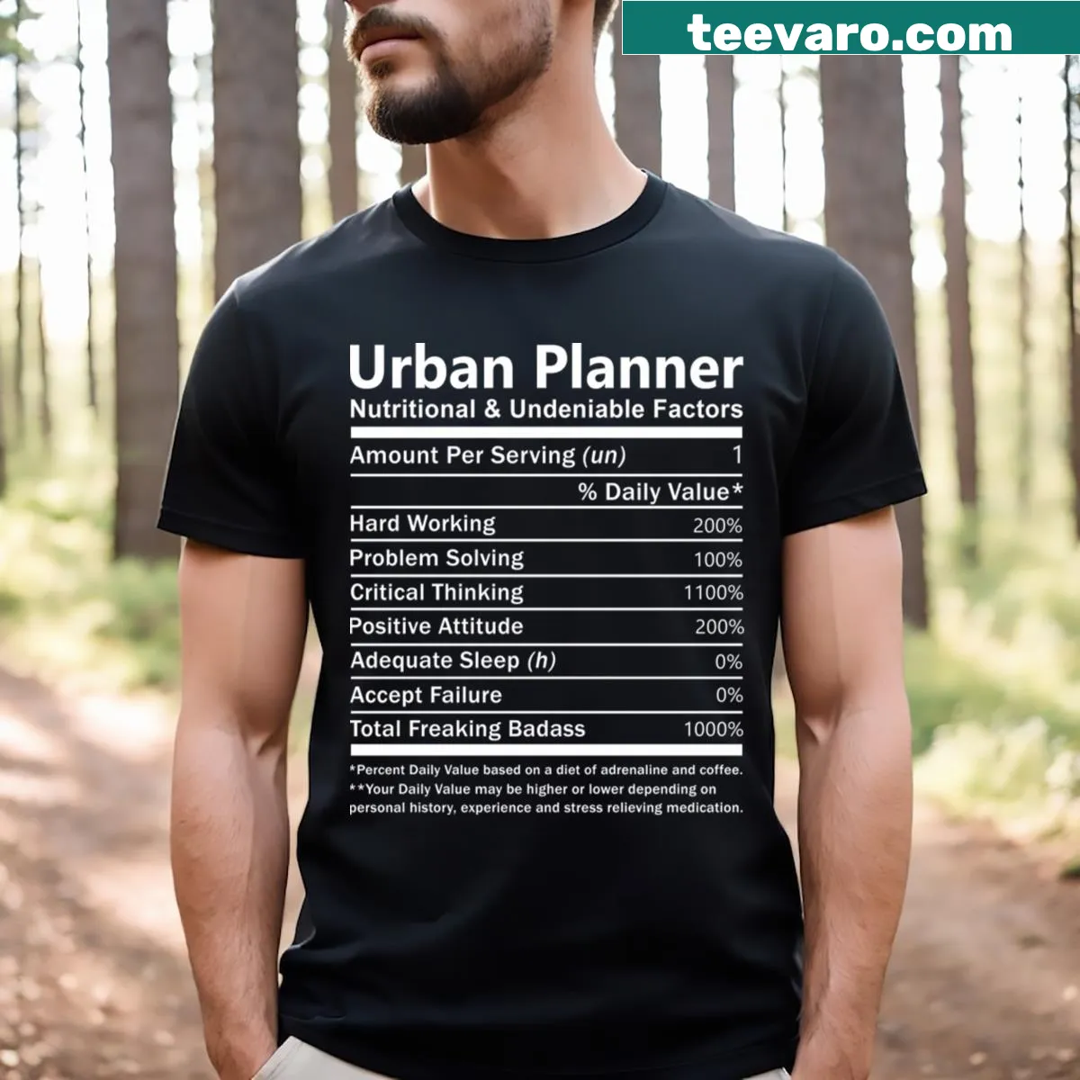 T-shirt with 'Nutritional And Undeniable Factors' text for urban planners — on a men's t-shirt